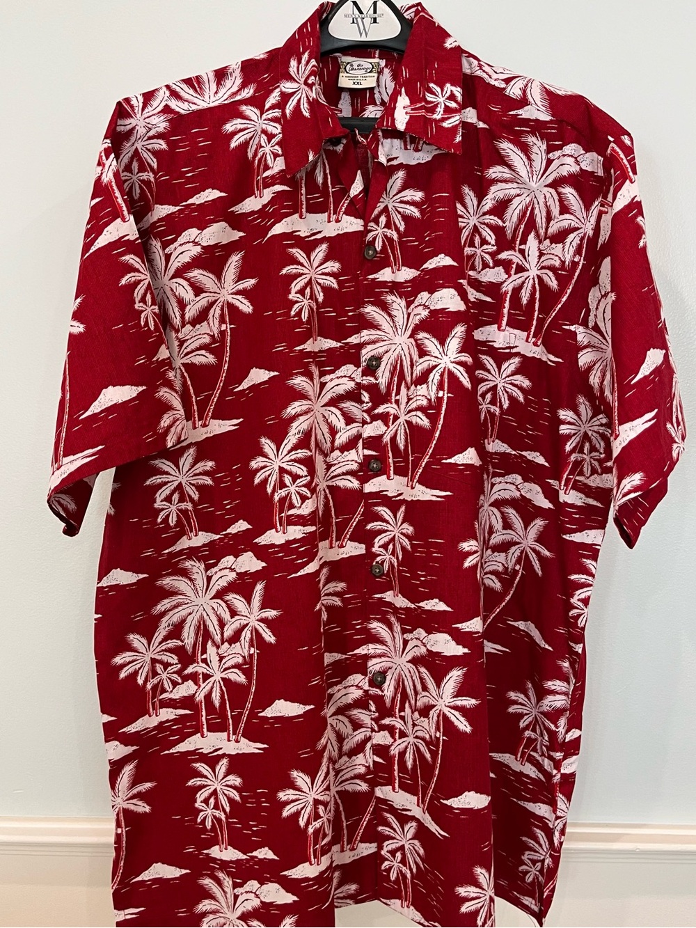 Go Barefoot A Hawaiian Tradition Red/White Reverse Palms Shirt - Size XXL